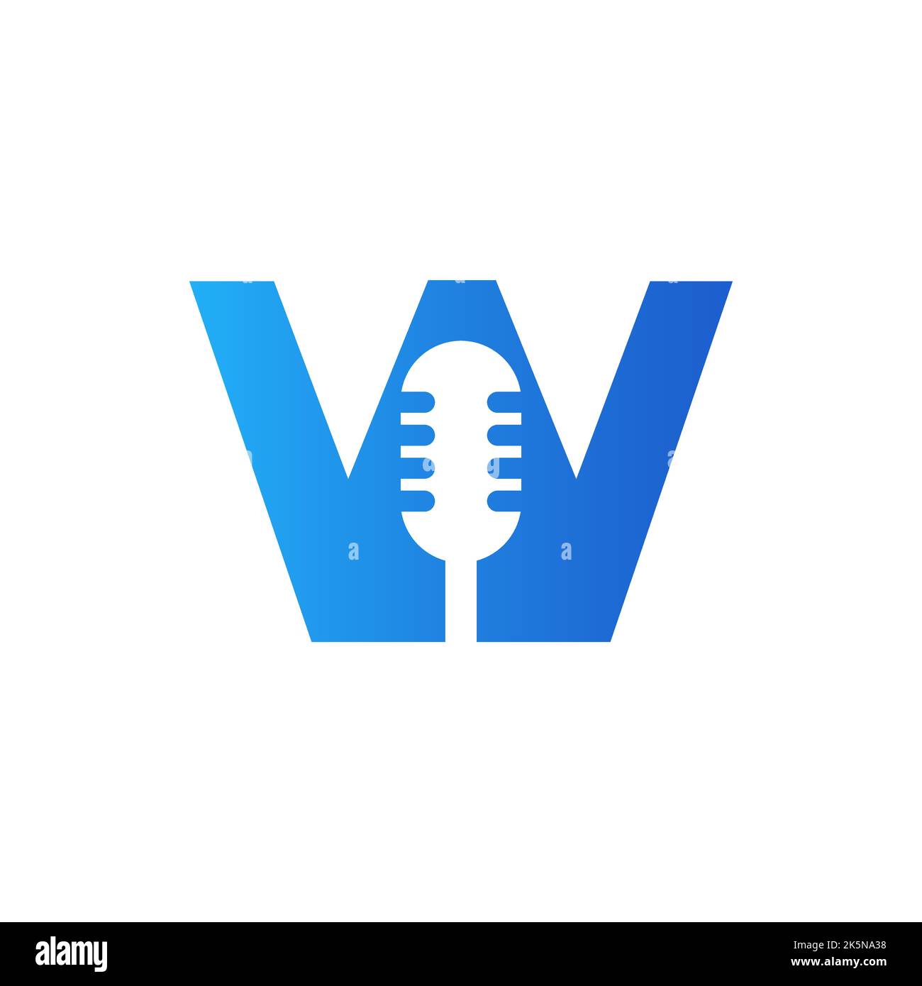 Anfangsbuchstabe W Music Logo. Dj Symbol Podcast Logo Kombiniert Mit Mikrofon Symbol Vektor-Vorlage Stock Vektor