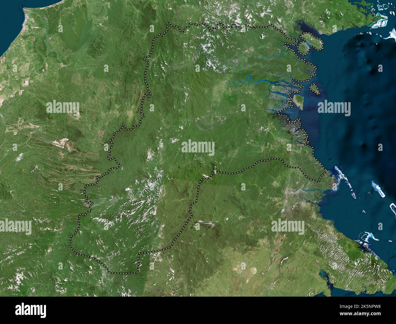 Kalimantan Utara, Provinz Indonesien. Hochauflösende Satellitenkarte Stockfoto