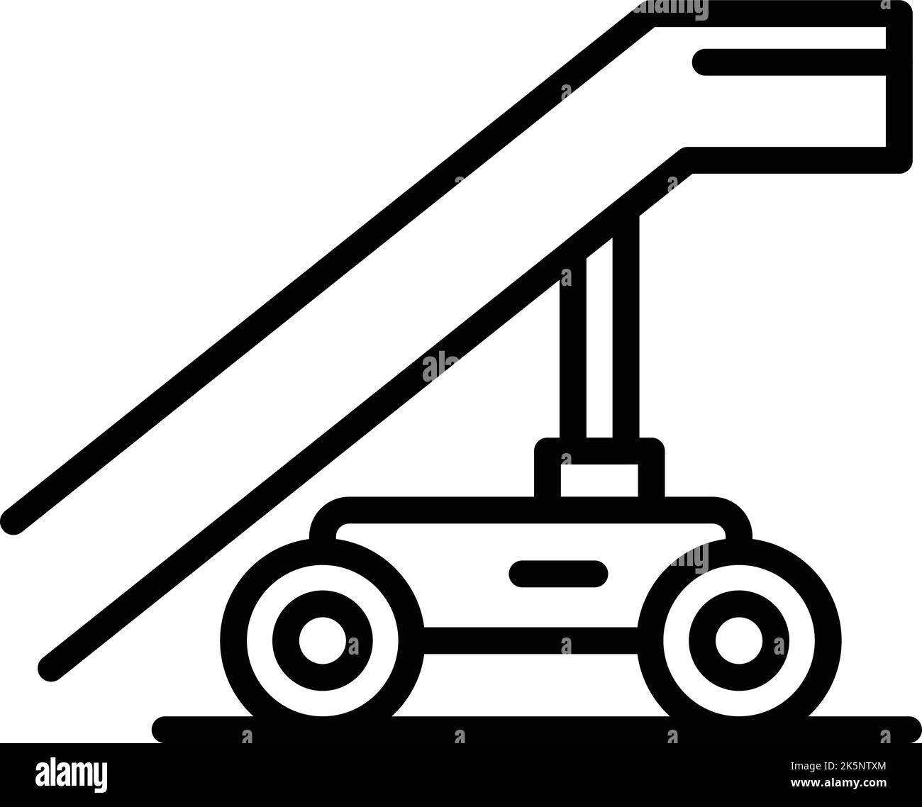 Vektor der Symbolumrisse für Treppen in der Luftfahrt. Zum Flughafen. Flug mit dem Flugzeug Stock Vektor