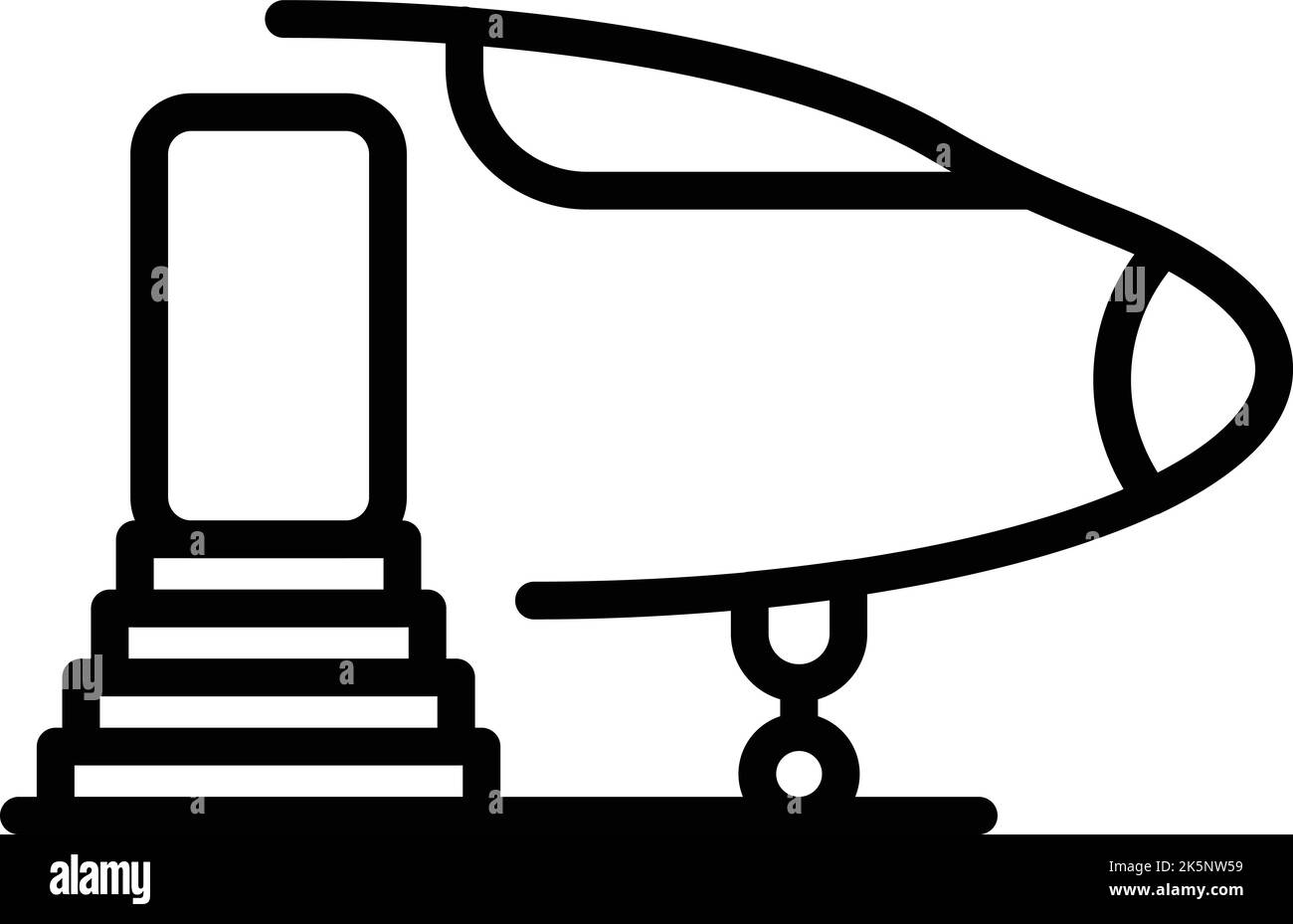 Symbolumrissvektor für die Einstiegstappe Flugreisen. Geschäftsflug Stock Vektor