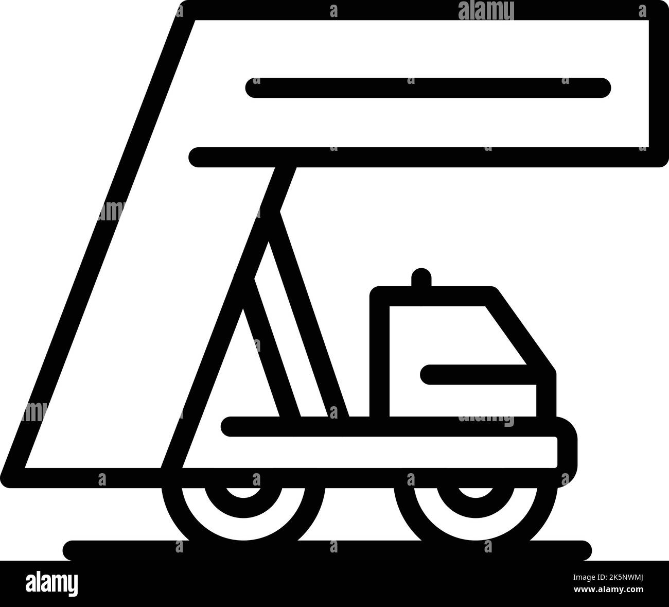 Vektor der Symbolumrisse für Treppen von Geschäftsflugzeugen. Zum Flughafen. Flugtourismus Stock Vektor