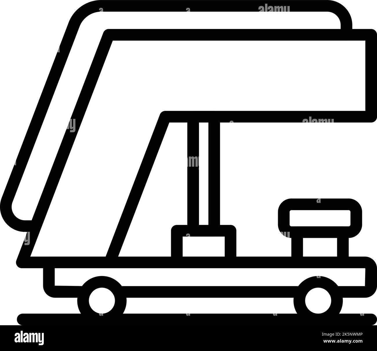 Vektor der Symbolumrisse für Treppen von Verkehrsflugzeugen. Reisetransport. Flugzeug Stock Vektor