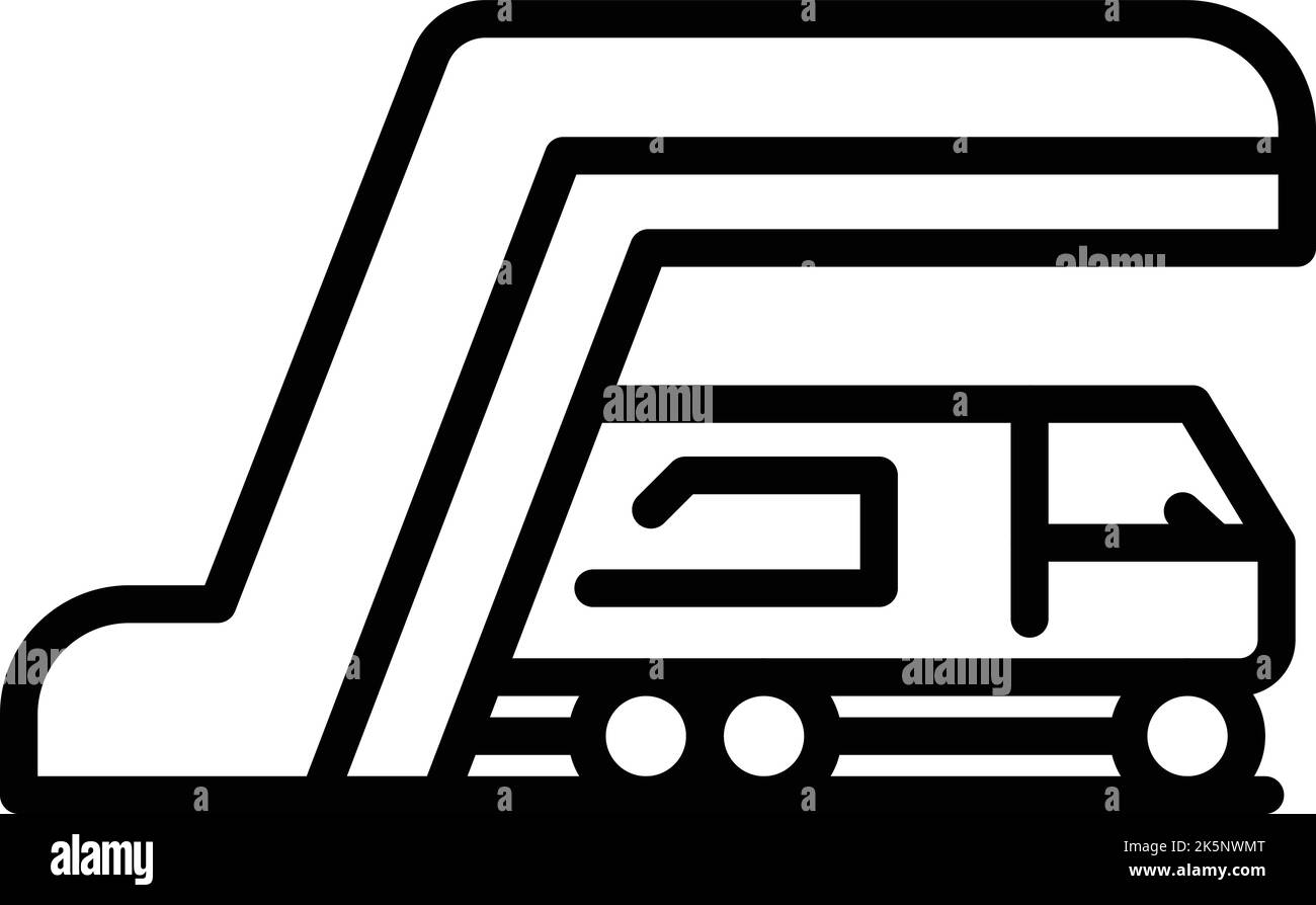 Vektor der Symbolumrisse für Treppen im Reiseflugzeug. Flughafentransfer. Geschäftsflug Stock Vektor