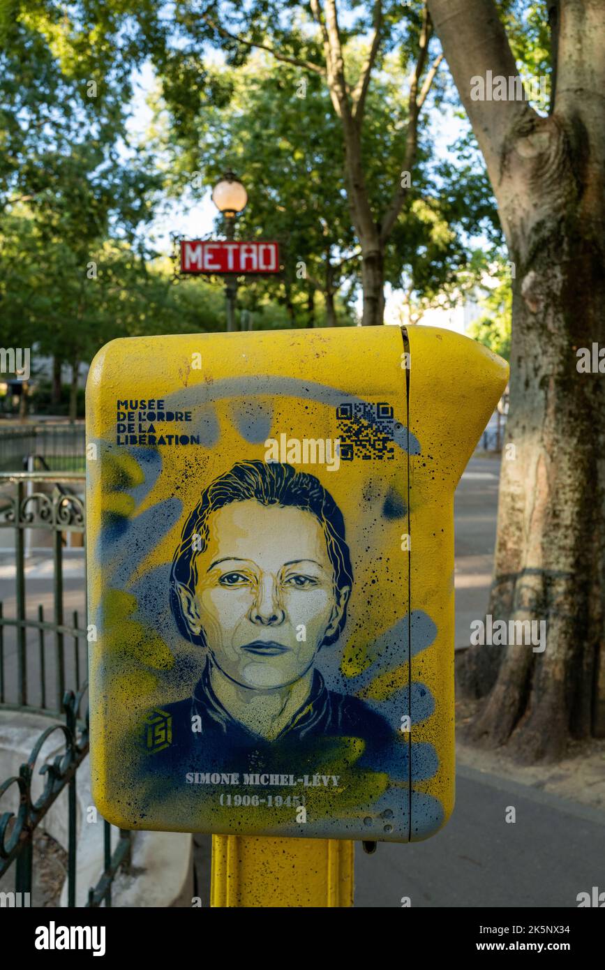 Das Bild von Simone Michel-Levy, die während des Zweiten Weltkriegs in einer Straße für den französischen Widerstand arbeitete Stockfoto