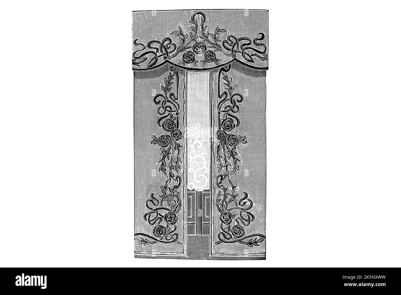 Vorhang mit Valance – 1910s Vintage Illustration Stockfoto