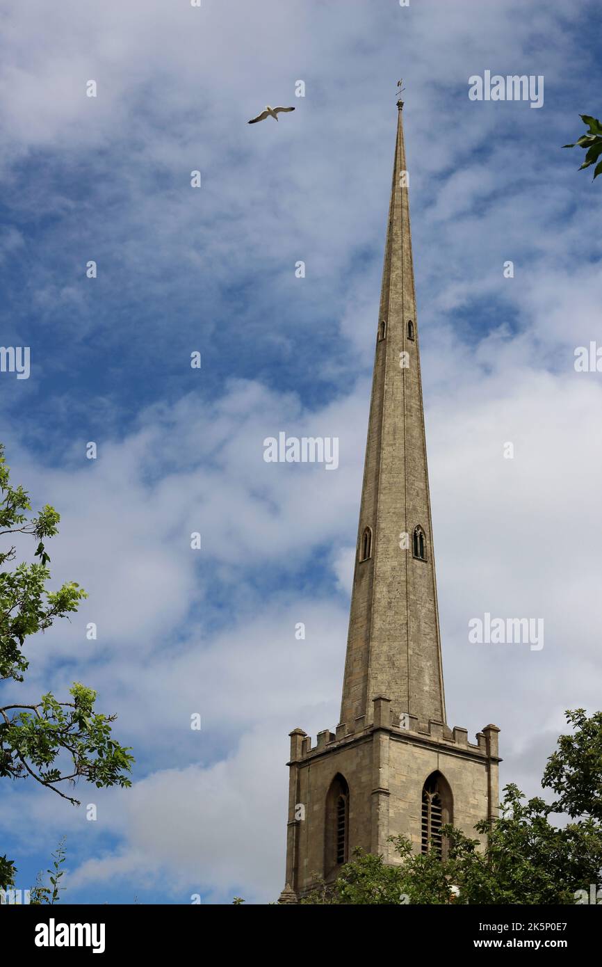 Glover's Needle in Worcester. Die Kirche wurde als Turmspitze der St. Andrews Church erbaut und ist seitdem abgerissen worden, und nur der Turm bleibt erhalten Stockfoto