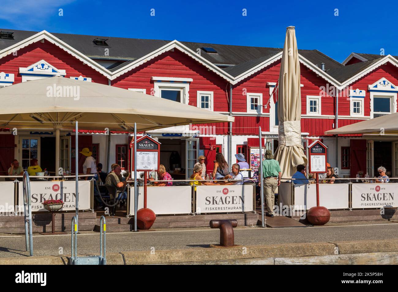 Fischrestaurant in der Marina, Skagen, Dänemark, Europa Stockfoto