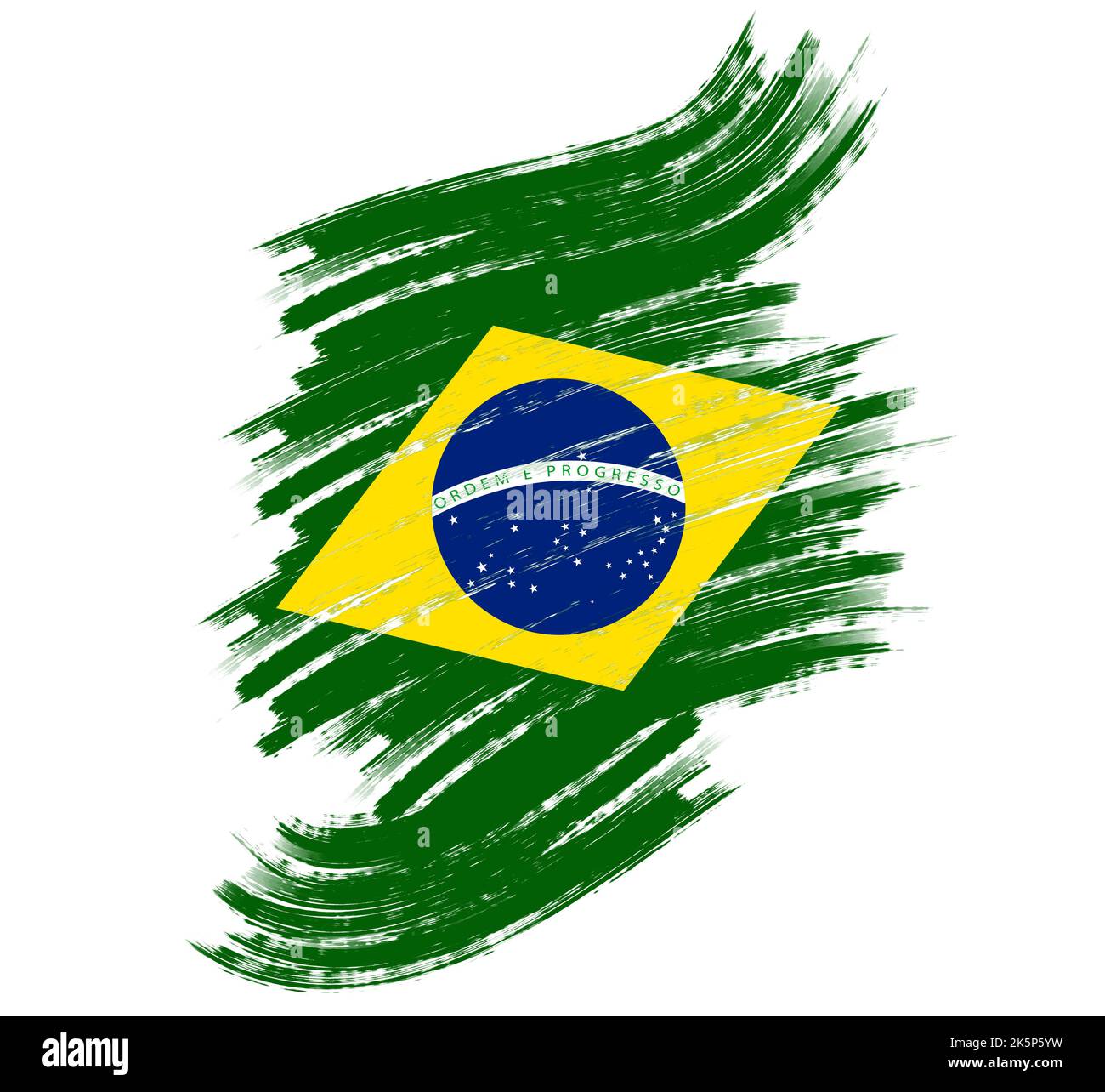 BRASILIANISCHE FLAGGE ILLUSTRATION MIT PINSEL-EFFEKT Stockfoto