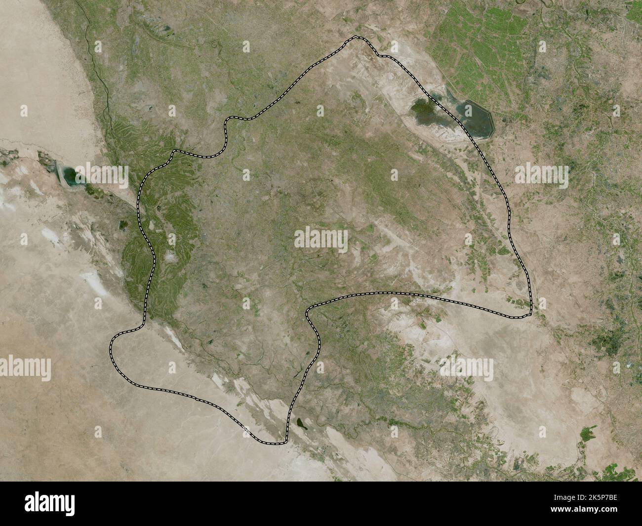 Al-Qadisiya, Provinz Irak. Hochauflösende Satellitenkarte Stockfoto