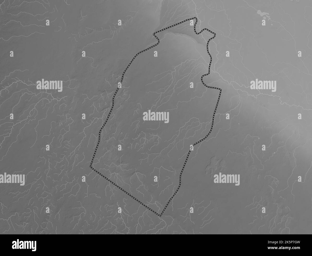 An-Najaf, Provinz Irak. Höhenkarte in Graustufen mit Seen und Flüssen Stockfoto