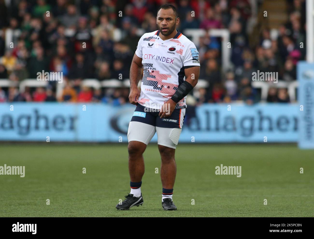 Newcastle, Großbritannien. 9.. Oktober 2022Saracens: Billy Vunipola während des Spiels der Gallagher Premiership zwischen Newcastle Falcons und Saracens im Kingston Park, Newcastle am Sonntag, 9.. Oktober 2022. (Kredit: Michael Driver | MI Nachrichten) Kredit: MI Nachrichten & Sport /Alamy Live Nachrichten Stockfoto