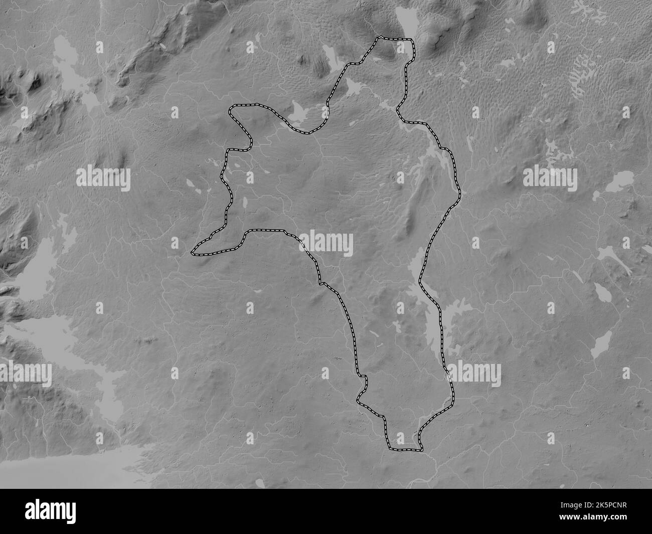Roscommon, Grafschaft Irland. Höhenkarte in Graustufen mit Seen und Flüssen Stockfoto