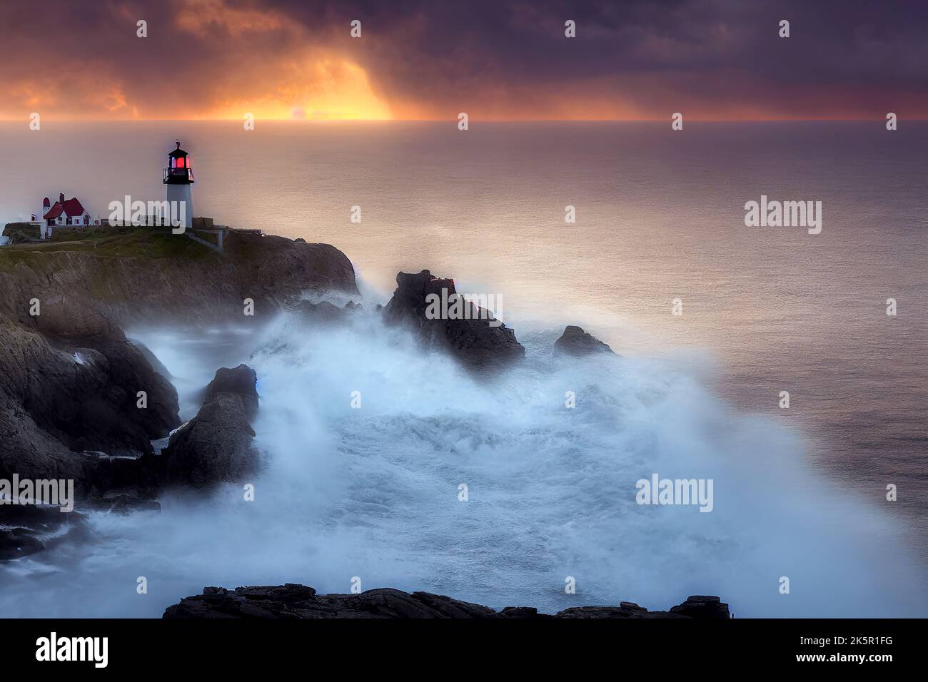 Leuchtturm auf den Felsen Stockfoto