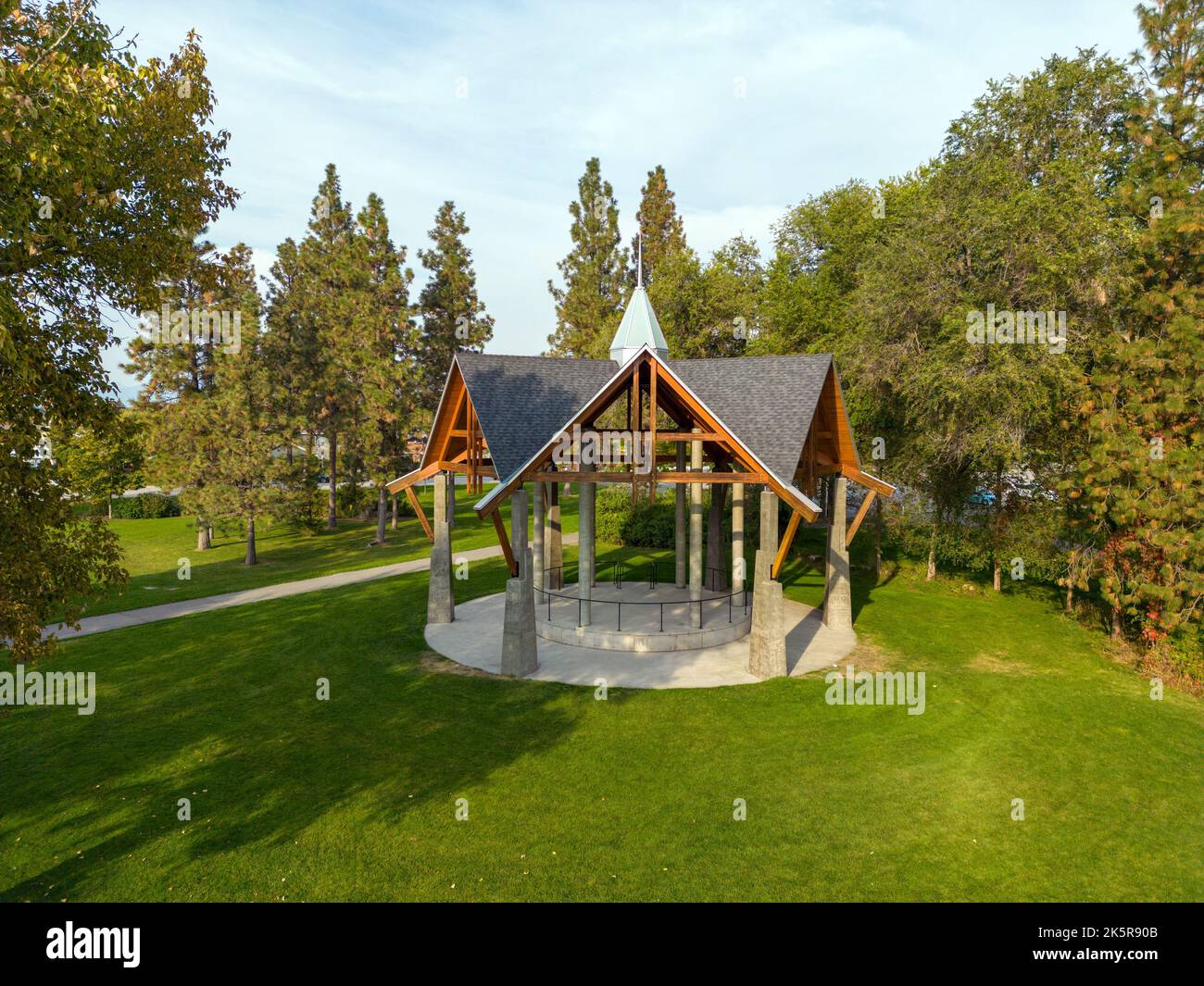 Pavillon im Skaha Lake Park in Penticton, British Columbia, Kanada im Okanagan Valley. Stockfoto