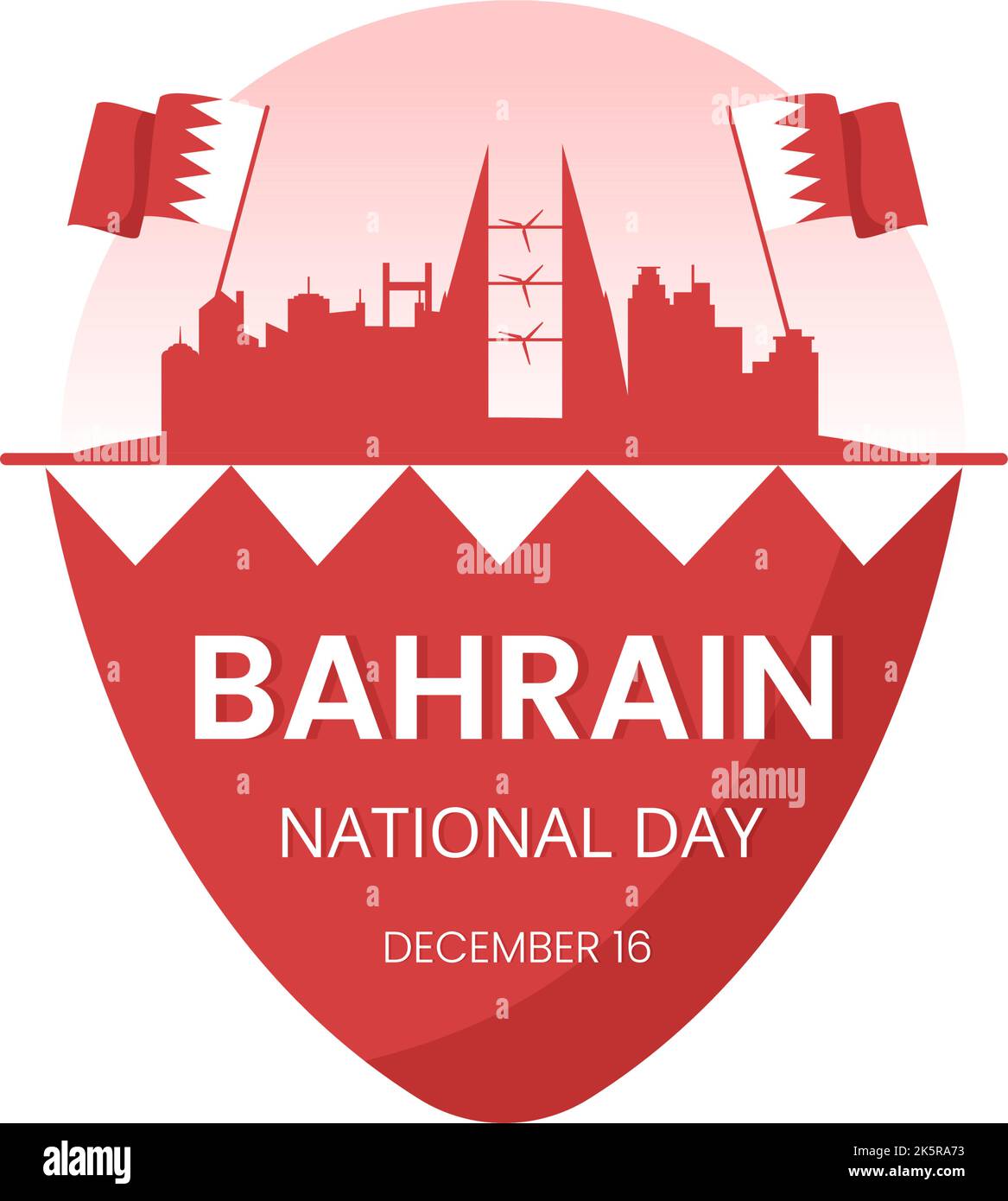 Bahrain National Day oder Independence Template Handgezeichnete Cartoon flache Illustration mit Wavy Flag im 16.. Dezember Patriotic Holiday Design Stock Vektor