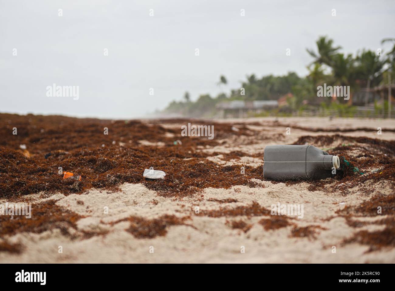 Kunststoff Verschmutzung am Strand Stockfoto