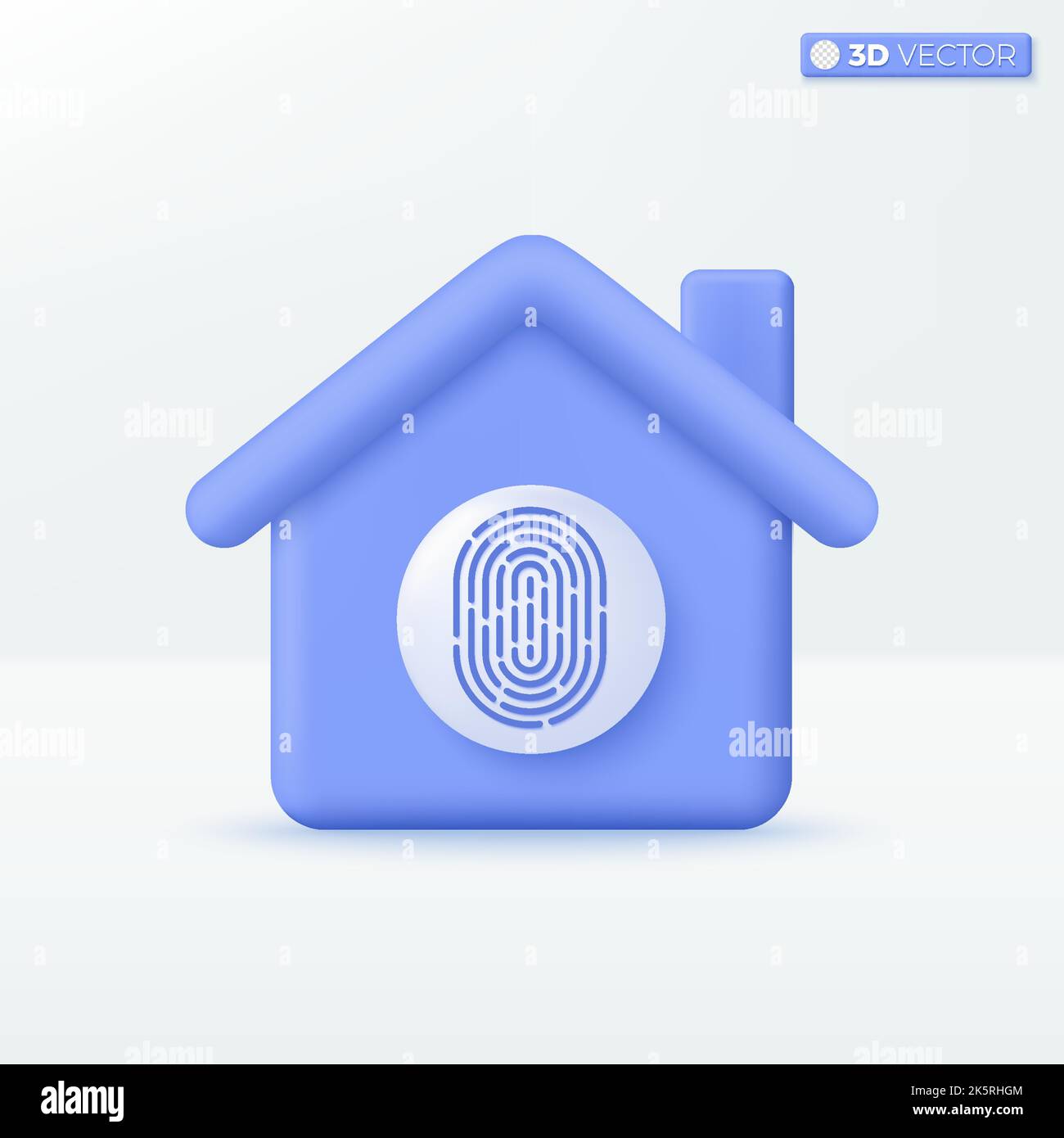 Startseite Fingerabdruck-Symbol-Symbole. Scannen biometrische Identität autorisiert und Business-Security-Konzept. 3D Vektor isoliertes Illustrationsdesign. Cartoon-Paste Stock Vektor