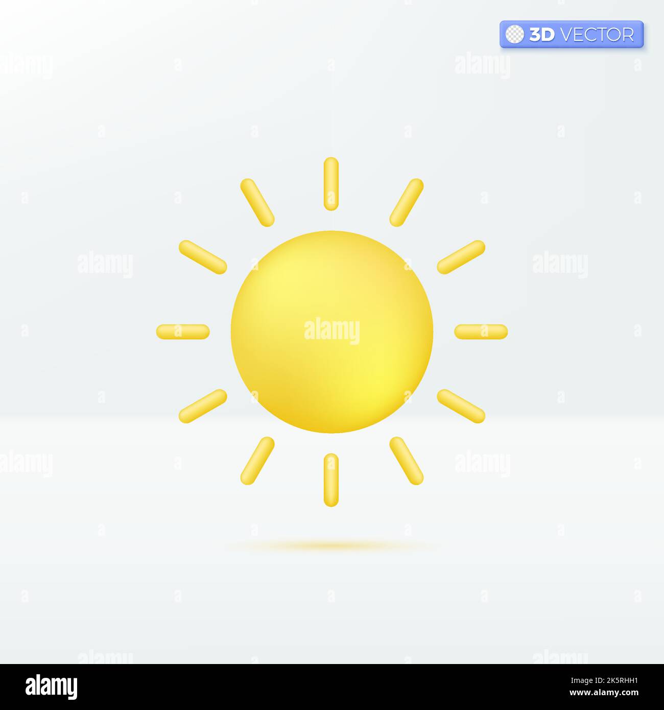Gelbe Sonne Symbol Symbole. Design für mobile App und Website, Natur, Wetter, heißen Sommer-Konzept. 3D Vektor isoliertes Illustrationsdesign. Cartoon-Paste Stock Vektor