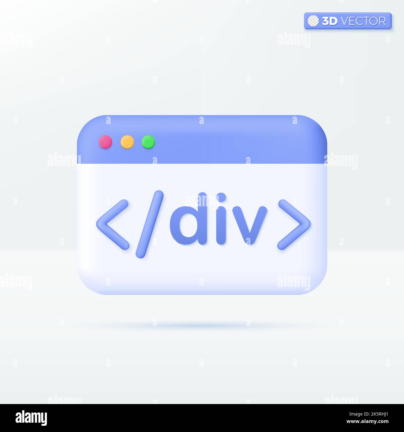 Symbole für das Symbol für die Entwicklung von Webseiten. Programmiersprache, Programmierung, Softwarekonzept. 3D Vektor isoliertes Illustrationsdesign. Cartoon Pastell Minimal Stil Stock Vektor