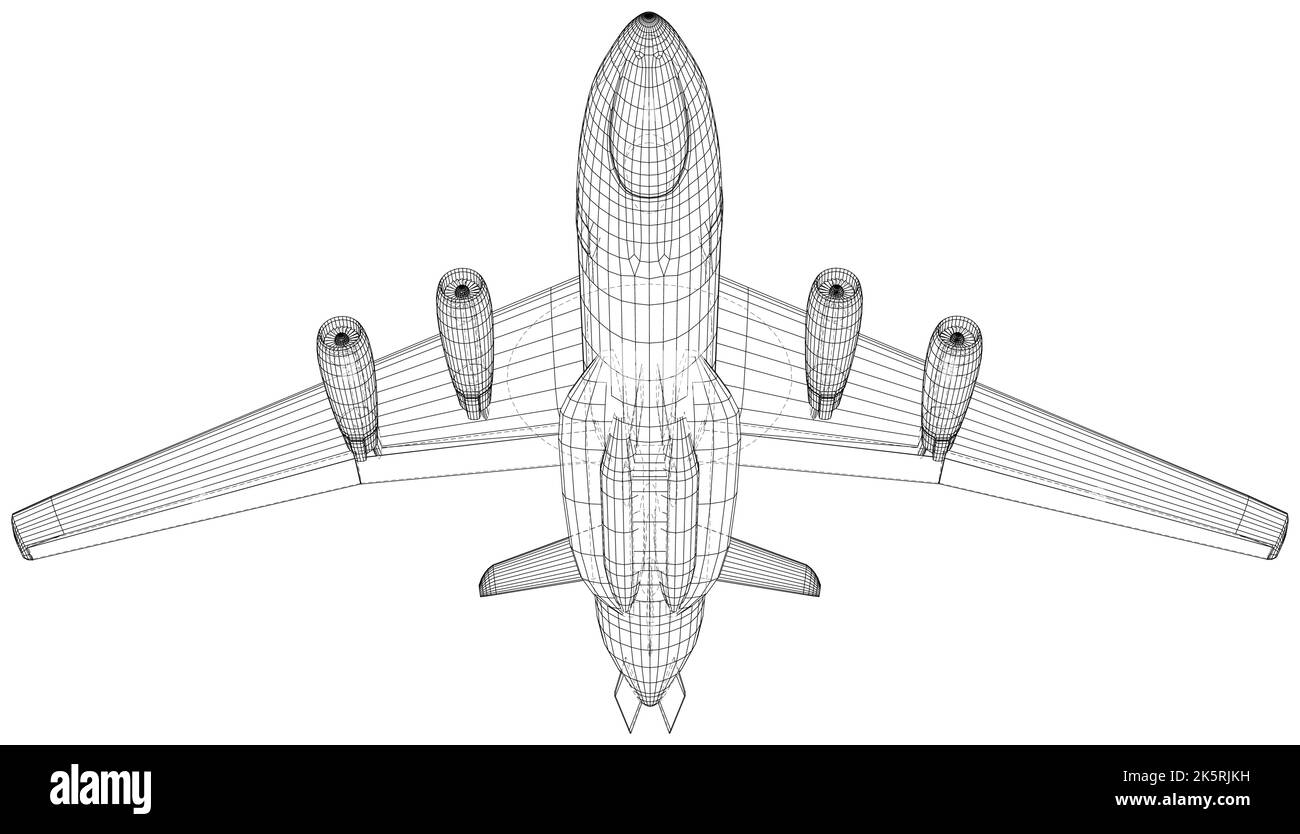 Militärische Kraft Luft fliegende Radar AWACS Jet Flugzeug. Vektorgrafik von 3D. Stock Vektor