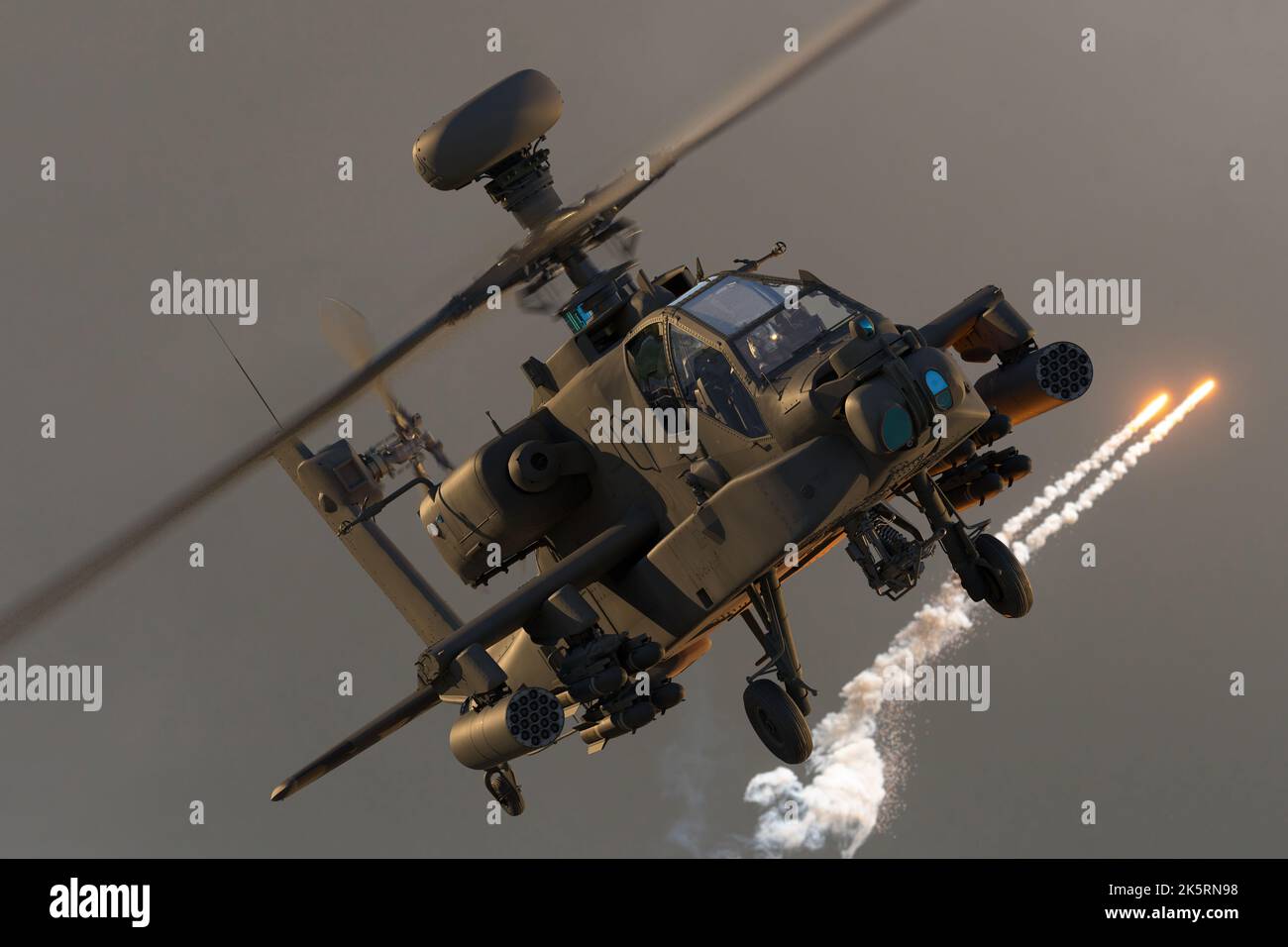 Moderner Kampfhubschrauber im Flug Stockfoto