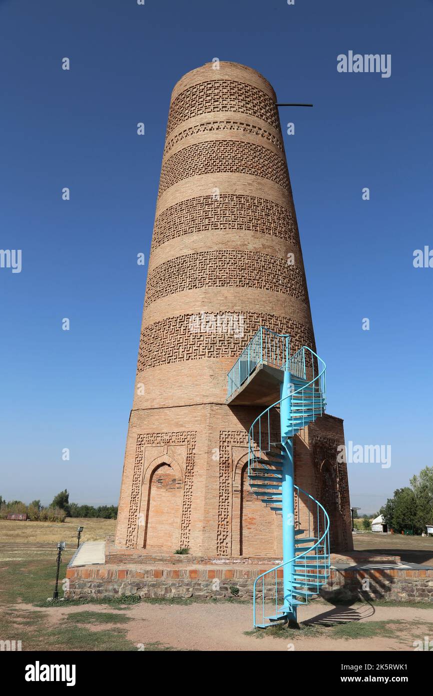 Burana Tower, Chui Valley, Chui Region, Kirgisistan, Zentralasien Stockfoto