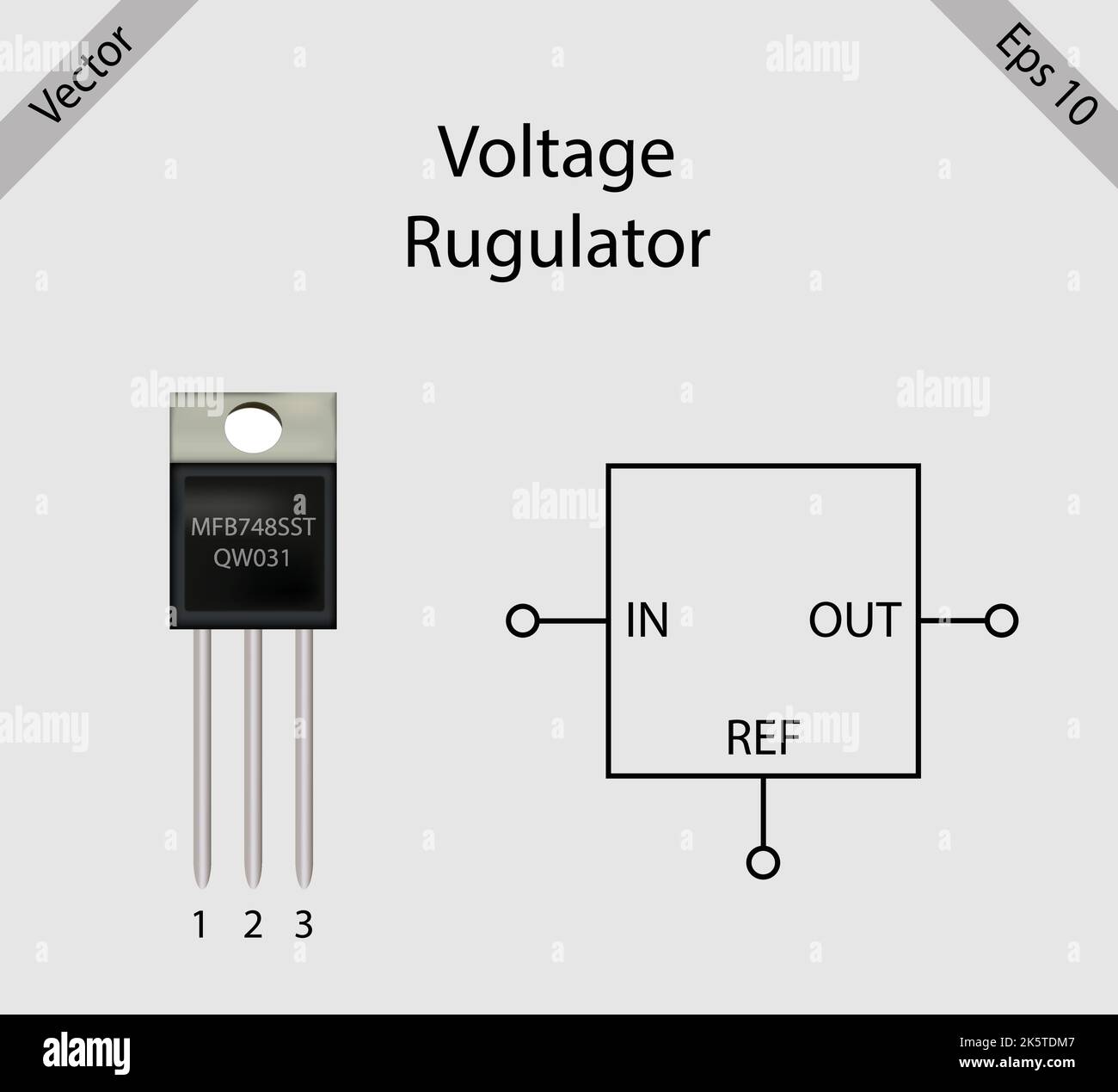 Spannungsregler-IC mit Symbolvektor eps 10. Stock Vektor