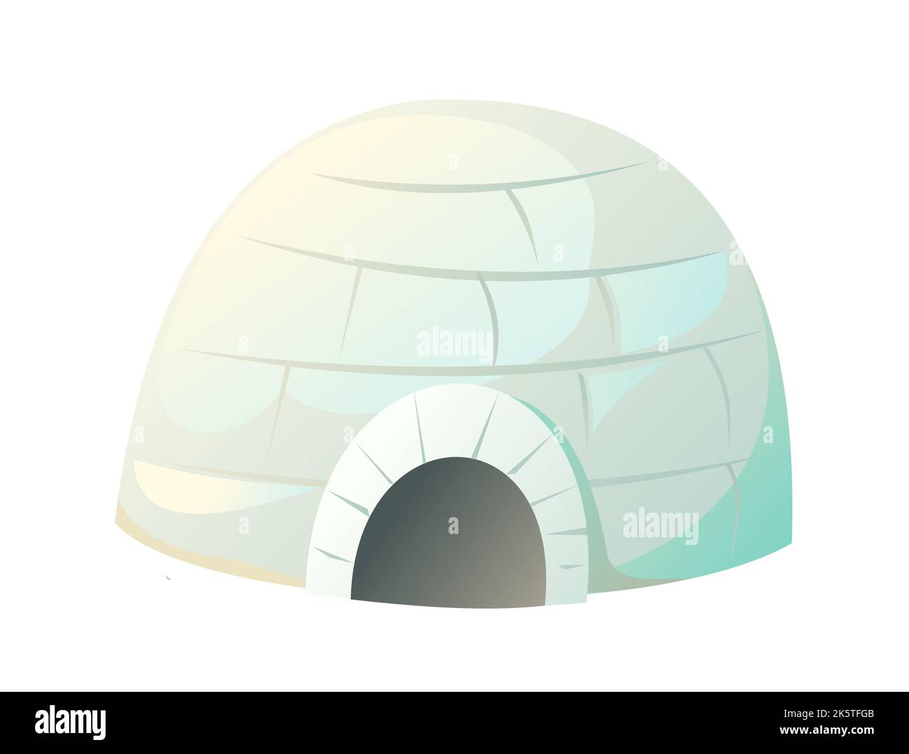 Schnee-Iglu-Haus. Wohnung der nördlichen Nomadenvölker in der Arktis. Von Eis- und Schneeblöcken. Isoliert auf weißem Hintergrund. Illustrationsvektor. Stock Vektor