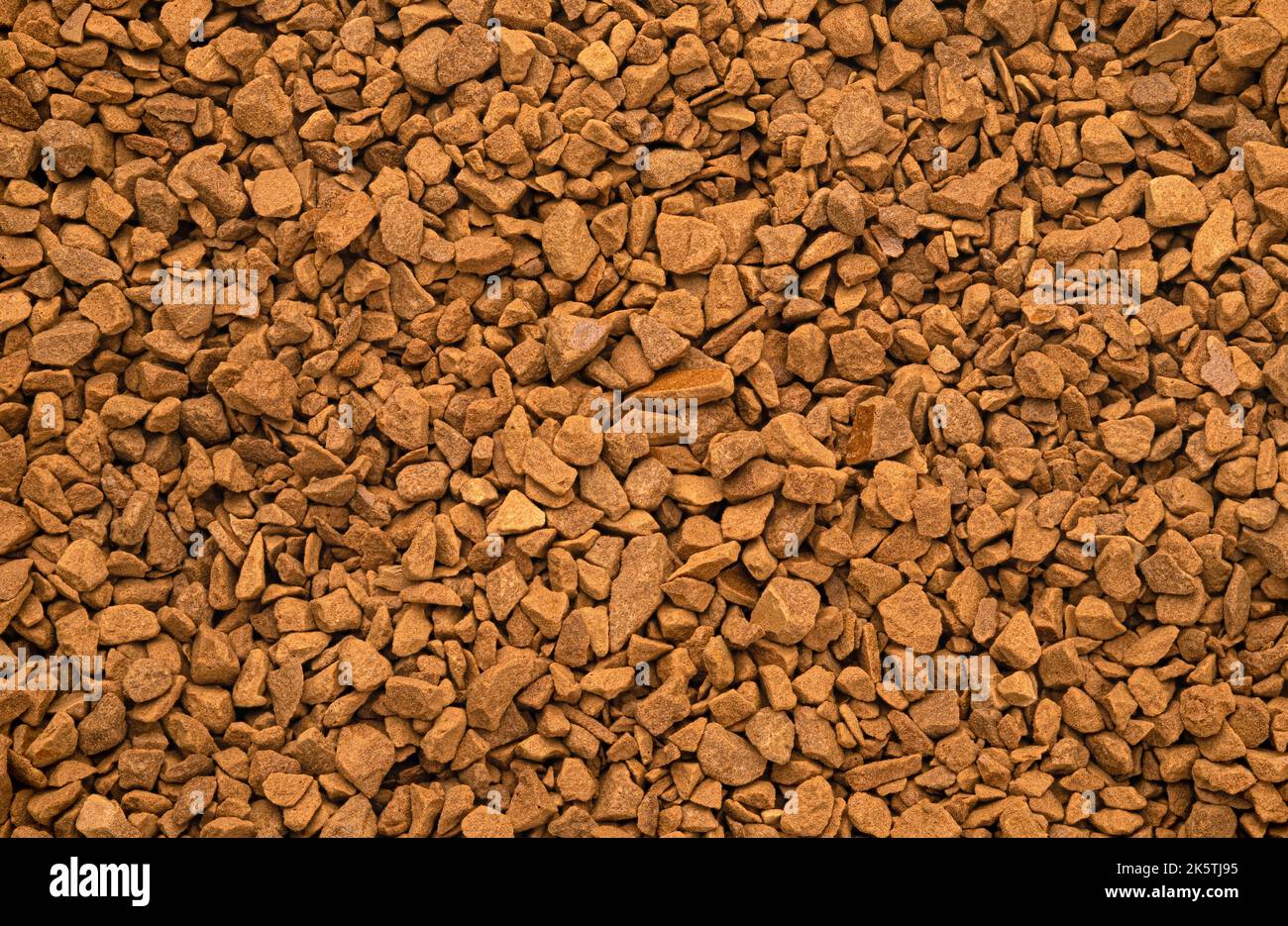 Sofort granulierte Kaffeestruktur, Draufsicht Stockfoto