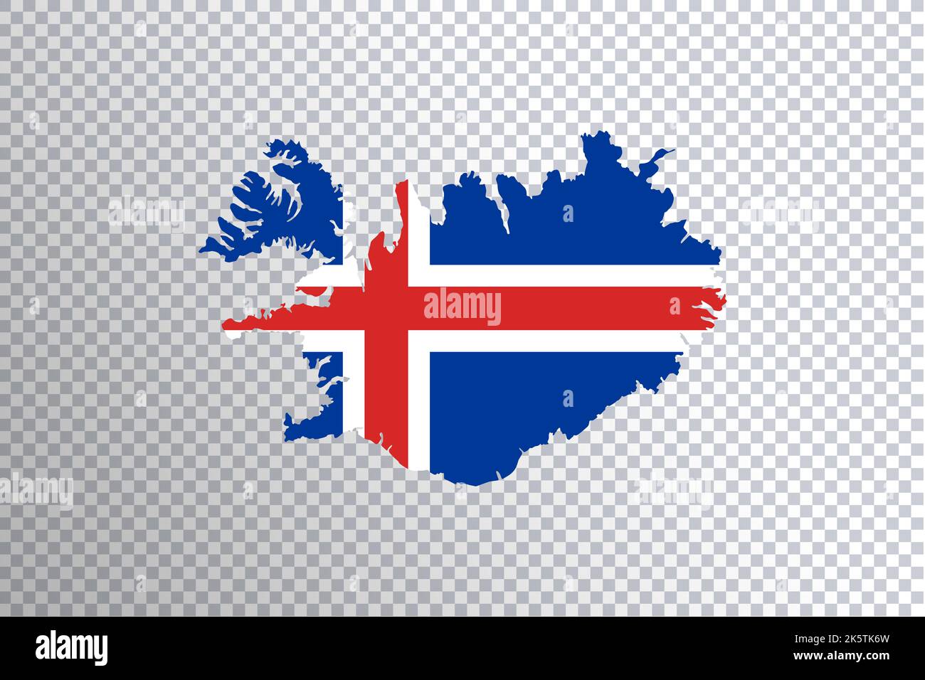 Island-Flagge auf der Karte, transparenter Hintergrund, Beschneidungspfad Stockfoto