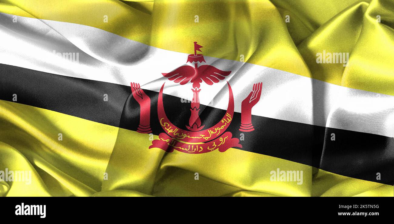 Eine realistische Darstellung der Brunei-Flagge, perfekt für Hintergrund und Texturen Stockfoto