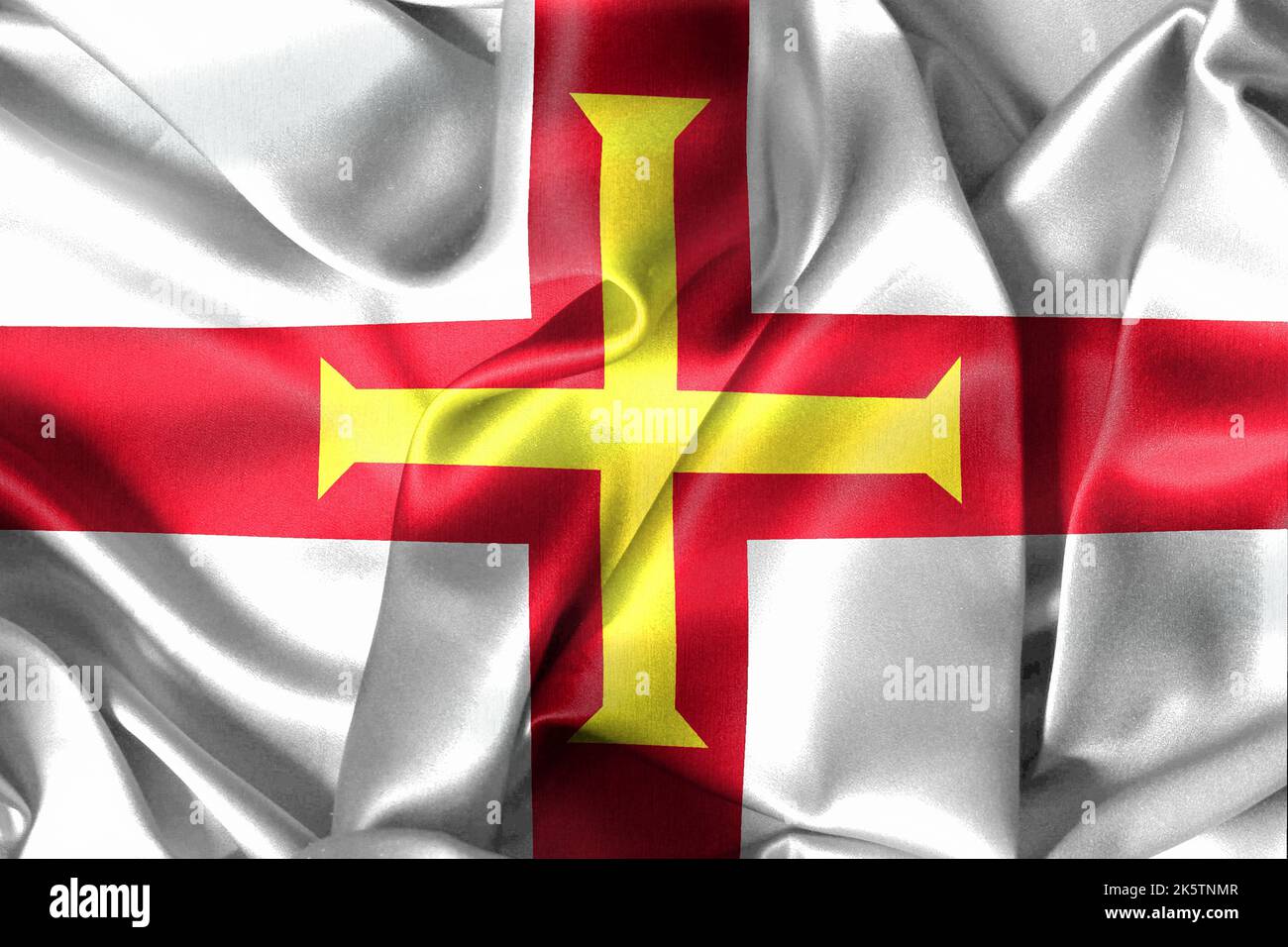 Eine realistische Illustration der Guernsey-Flagge, perfekt für Hintergründe und Texturen Stockfoto