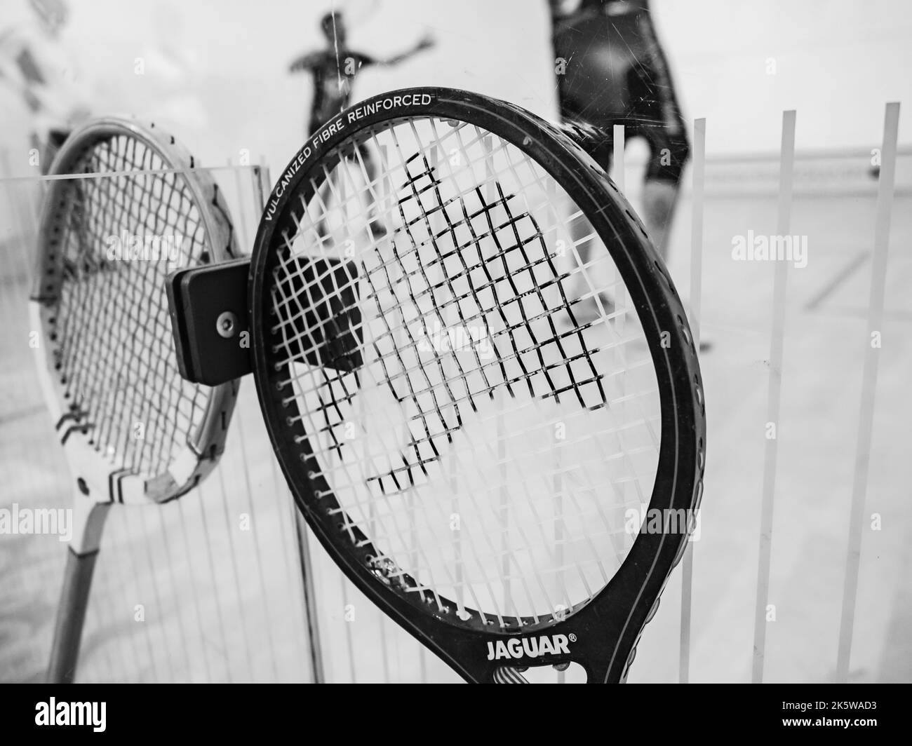 Squash-Training mit Nick Matthew und Sanne Veldkamp, mit dem interactiveSQUASH-Platz. Nick Matthews OBE gab einen Squash-Meisterkurs Stockfoto