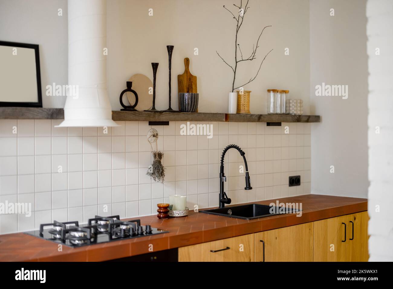 Fragment der stilvollen Küche Interieur Stockfoto