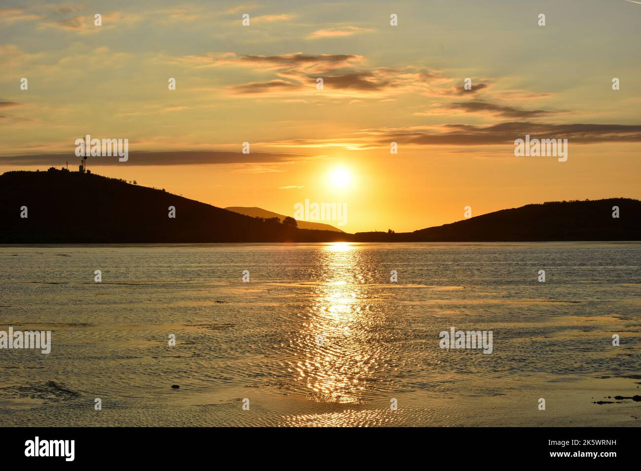 Seascape szenischer Sonnenuntergang Ionisches Meer Albanien, Vlore Stockfoto