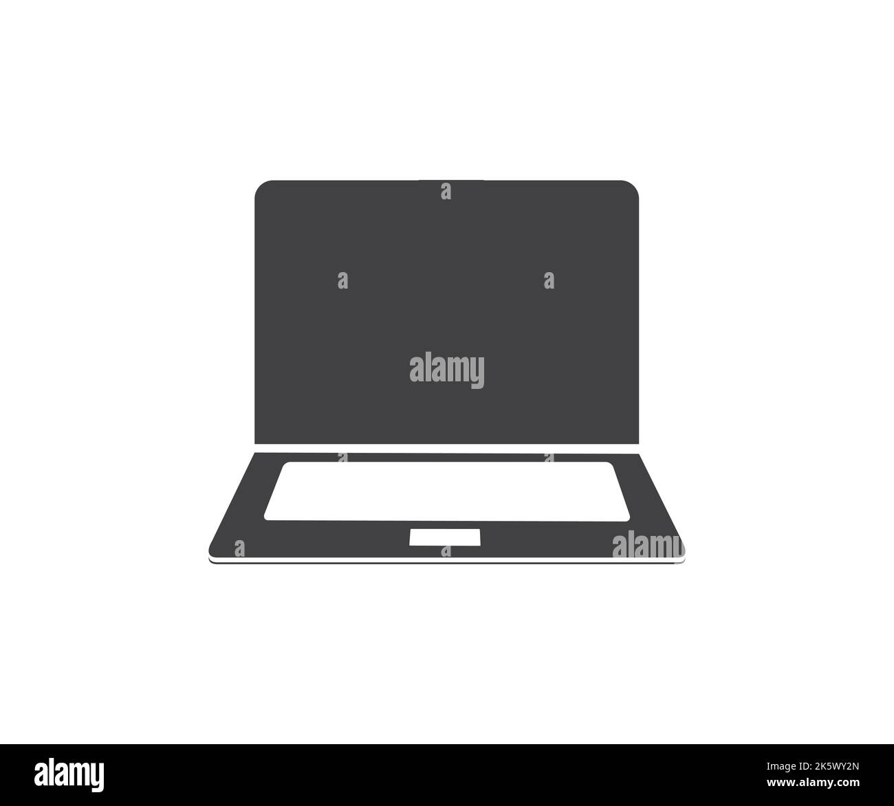 Schwarzes, modernes Logo für Laptop-Computer. Laptops oder Notebooks, flache Vektorgrafiken und Illustrationen. Stock Vektor