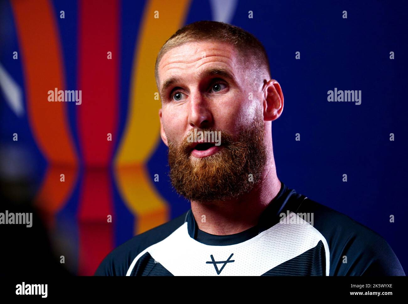 England Kapitän Sam Tomkins während der Rugby League World Cup 2021 Turnierstart im Museum of Science and Industry in Manchester. Bilddatum: Montag, 10. Oktober 2022. Stockfoto
