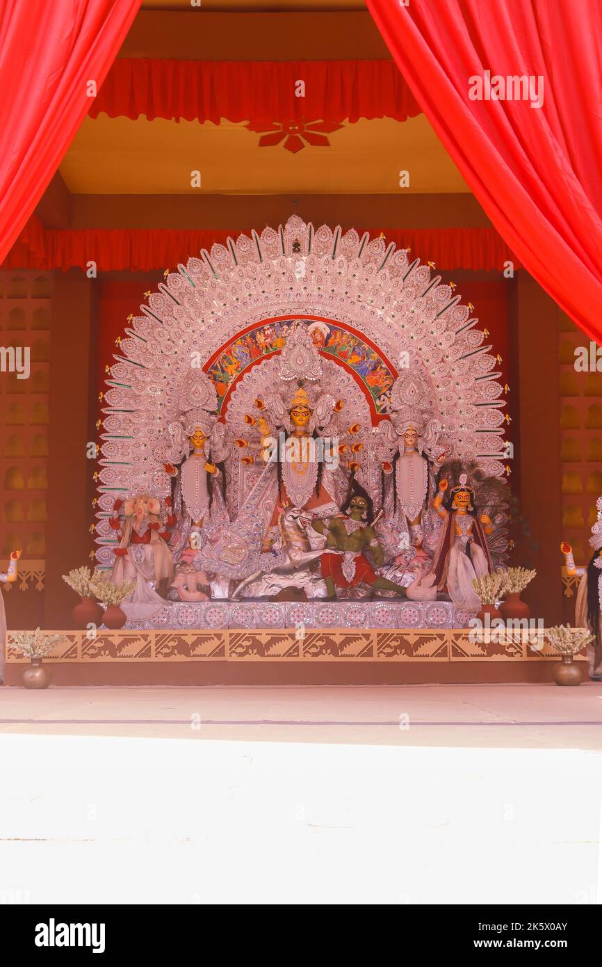 Reibe Kailash,New Delhii,Dt-1 Oct 2020.Eine Ansicht von Durga Idiol im Puja Pandal Stockfoto