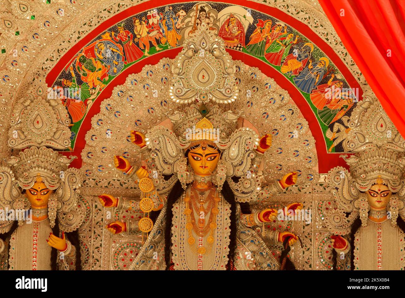 Reibe Kailash,New Delhii,Dt-1 Oct 2020.Eine Ansicht von Durga Idiol im Puja Pandal Stockfoto