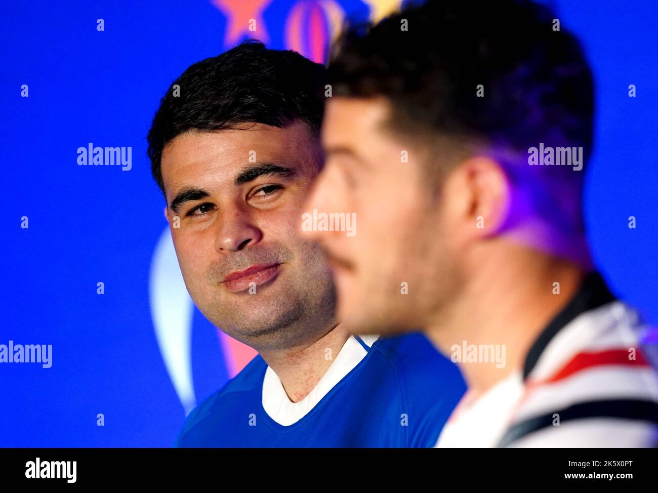 Der griechische Kapitän Jordan Meads während der Rugby League World Cup 2021 Turnierstart im Museum of Science and Industry in Manchester. Bilddatum: Montag, 10. Oktober 2022. Stockfoto