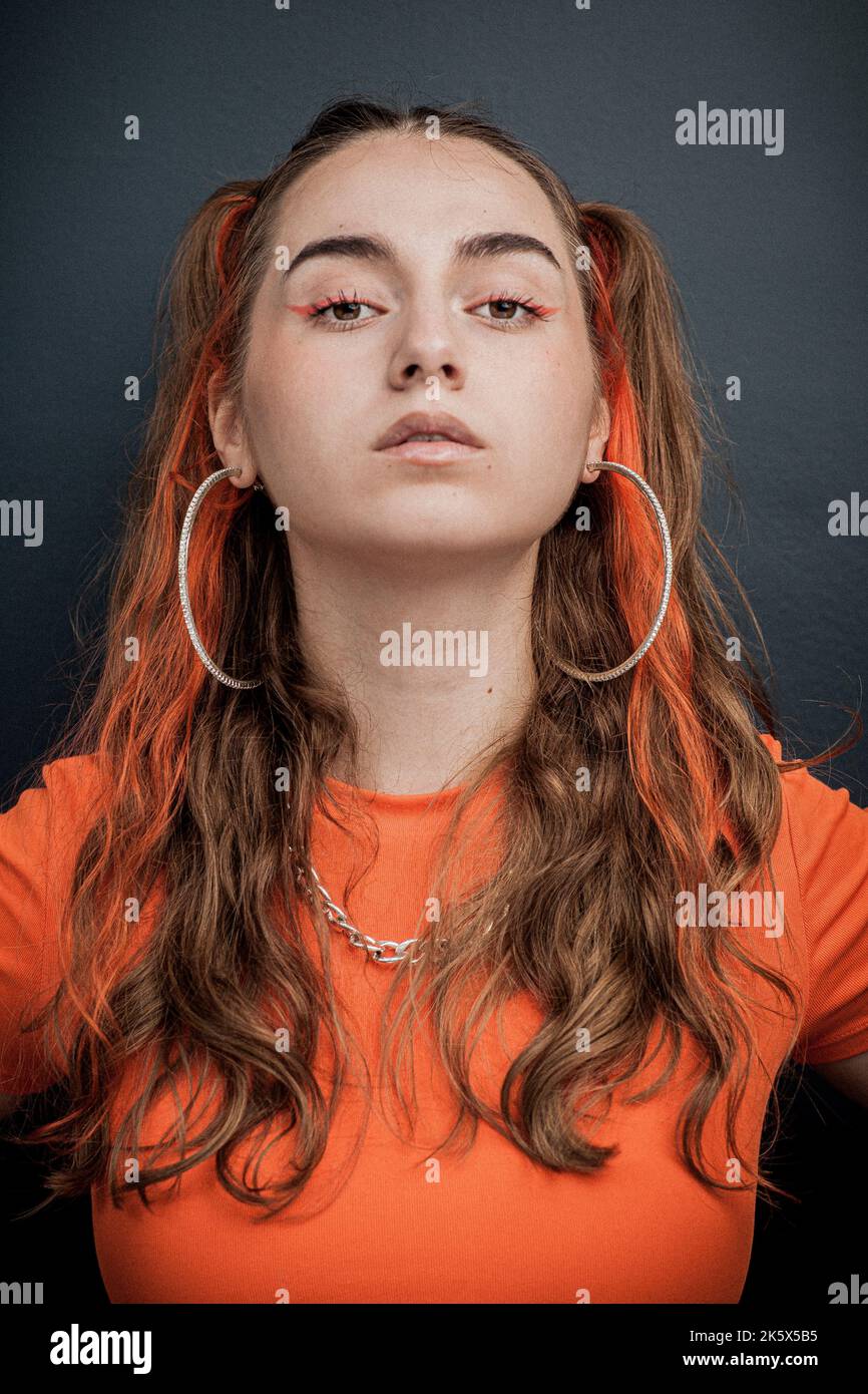 Paris, Frankreich, am 01. September 2020. Die französische Hip-Hop-Sängerin Tessae posiert bei der Plattenfirma Wagram Music in Paris. Foto Michel Rubinel Stockfoto