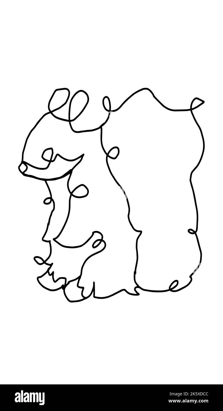 Eine schwarze Linienzeichnung eines Eichhörnchens. Vektorgrafik Stock Vektor