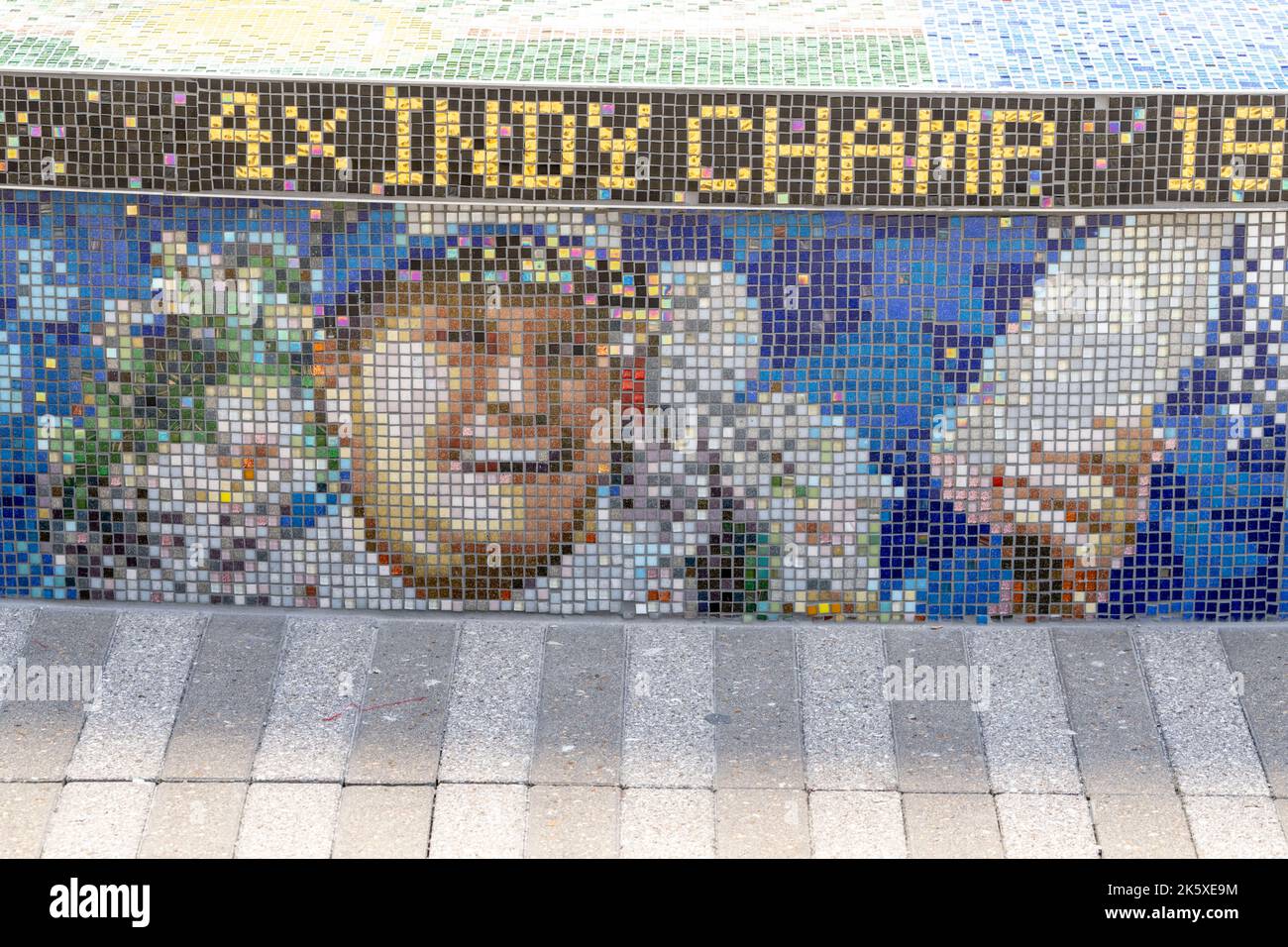 A. J. Foyt, Jr. Bild auf dem Brunnen der Harris County Houston Sports Authority Fountain Reveal und Houston Sports Hall of Fame 2023 Class Reveal o Stockfoto