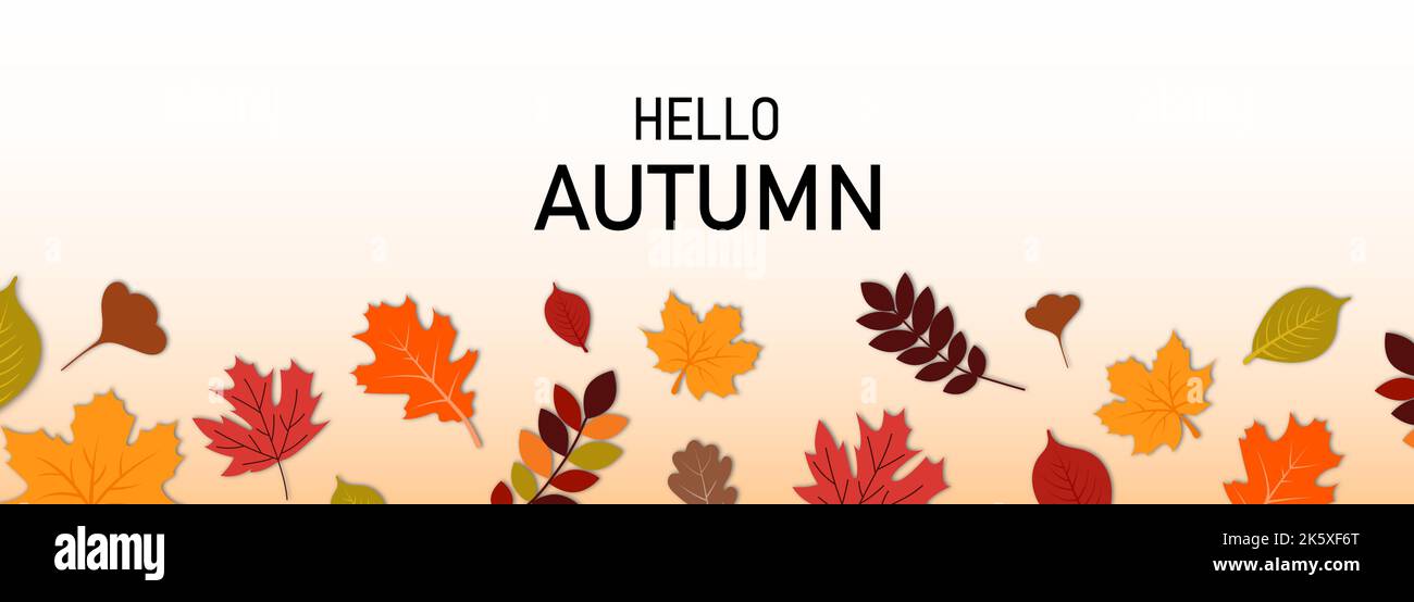 Herbst saisonaler Hintergrund mit herbstlich gefärbten Blättern. Vektorgrafik Stock Vektor
