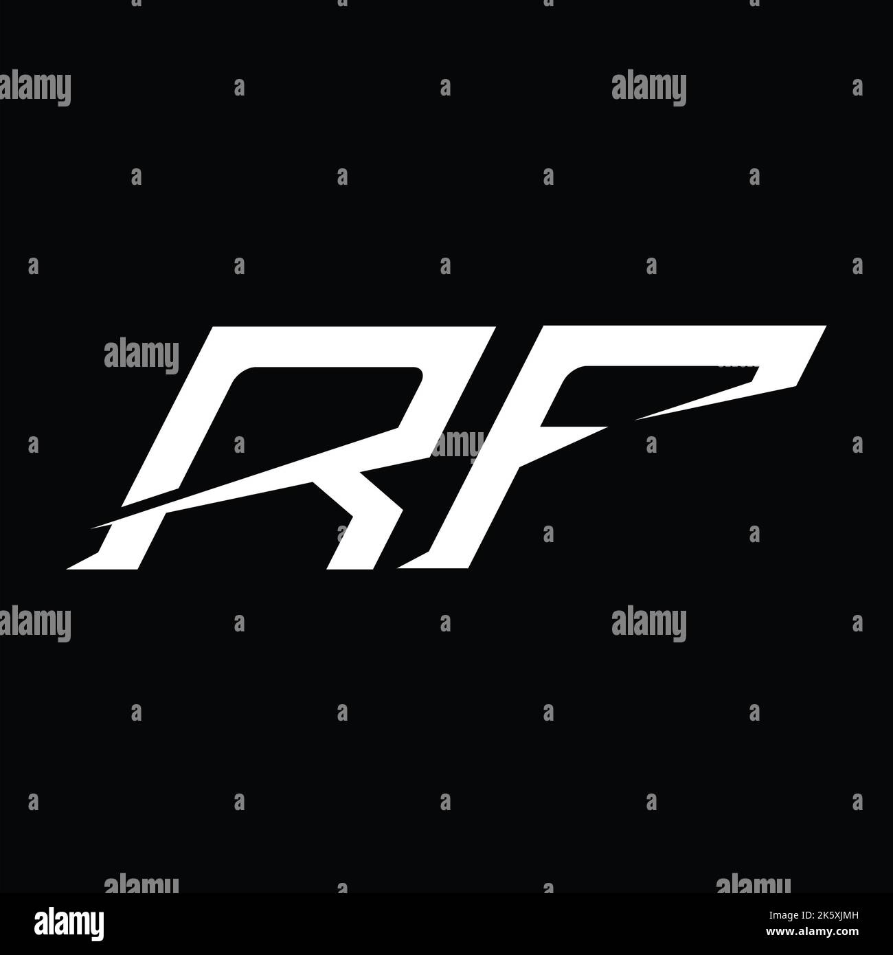 RF Logo Monogramm Letter mit Slice Design Vorlage Stockfoto