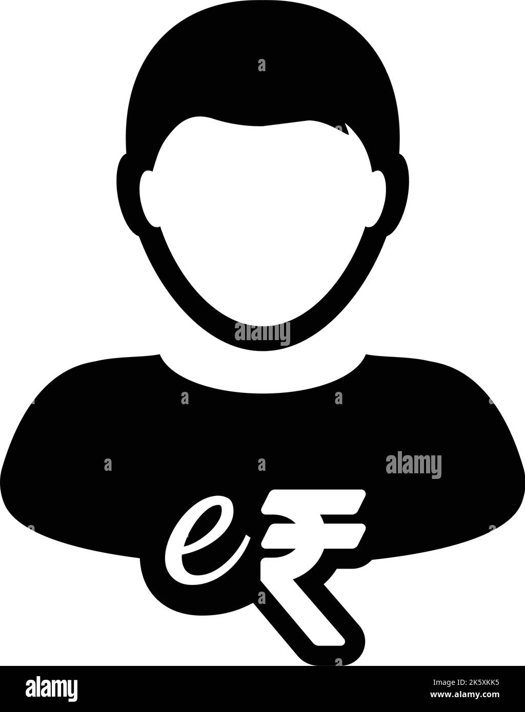 Männliche Person e-RUPI Indische e-Rupie digitale Währung Benutzer Symbol für Transaktionen in einer Glyphe Piktogramm Illustration Stock Vektor