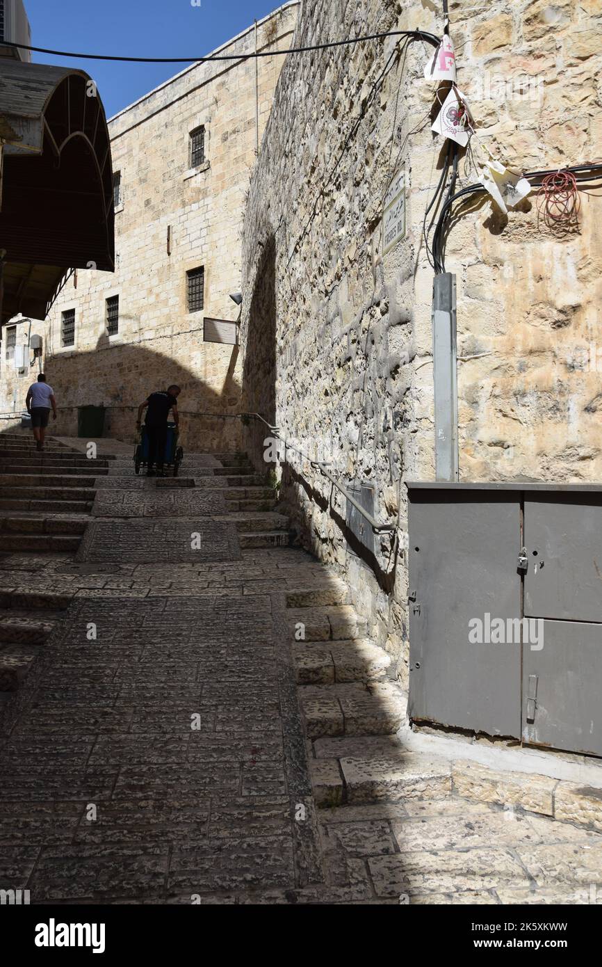 Straßen im christlichen Viertel der Altstadt von Jerusalem während Rosh Hashanah 2022 Stockfoto