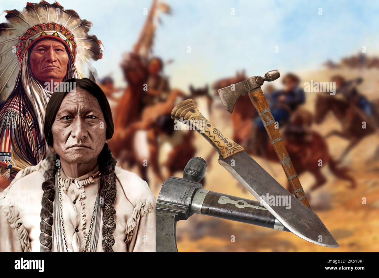 Sitting Bull ein großer Anführer des Stammes der Sioux erinnerte sich an die Schlacht von Little Bighorn, wo er General Custer besiegte. Stockfoto