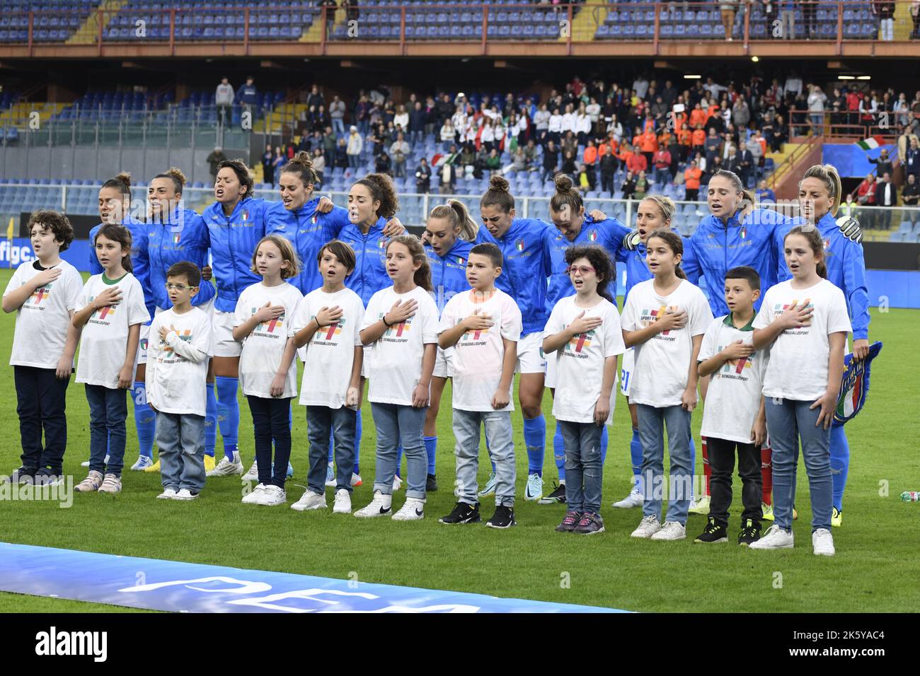 Genua, Italien. 10.. Oktober 2022. Team (Frauen in Italien) ; 10. Oktober ; 2022 - Fußball : FIFA Frauen-WM 2023 Qualifikationsrunde ; Freundschaftsspiel; Spiel zwischen den Frauen in Italien 0-1 Brasilien Frauen im Luigi Ferraris Stadion ; Genua, Italien; ;( Foto von aicfoto)(ITALIEN) [0855] Credit: Aflo Co. Ltd./Alamy Live News Stockfoto