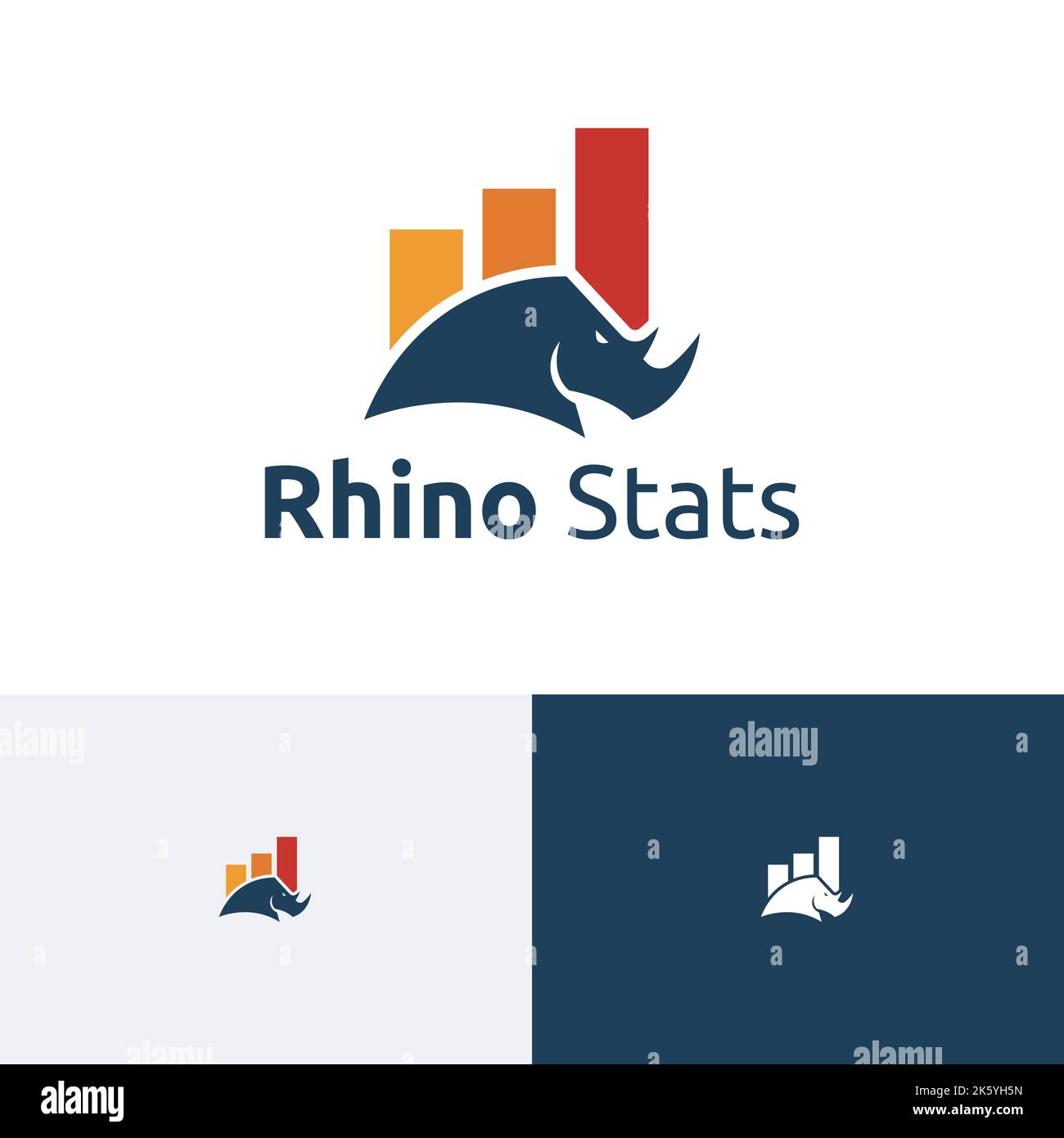 Rhino Stats Rhinoceros Animal Jumping Finance Diagramm Logo Stock Vektor